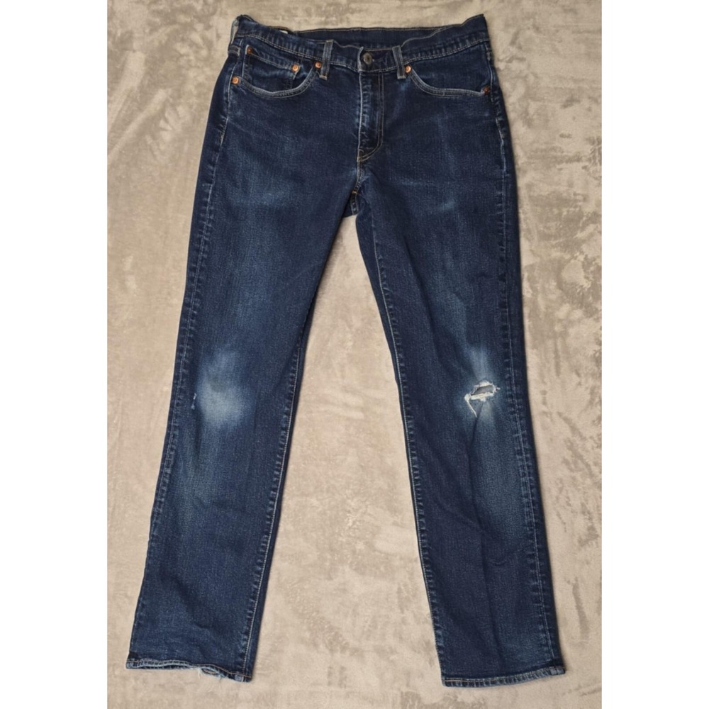 Levis 514 Premium Denim Jeans Mens 32x32 Blue Ripped Stained Relaxed Straight